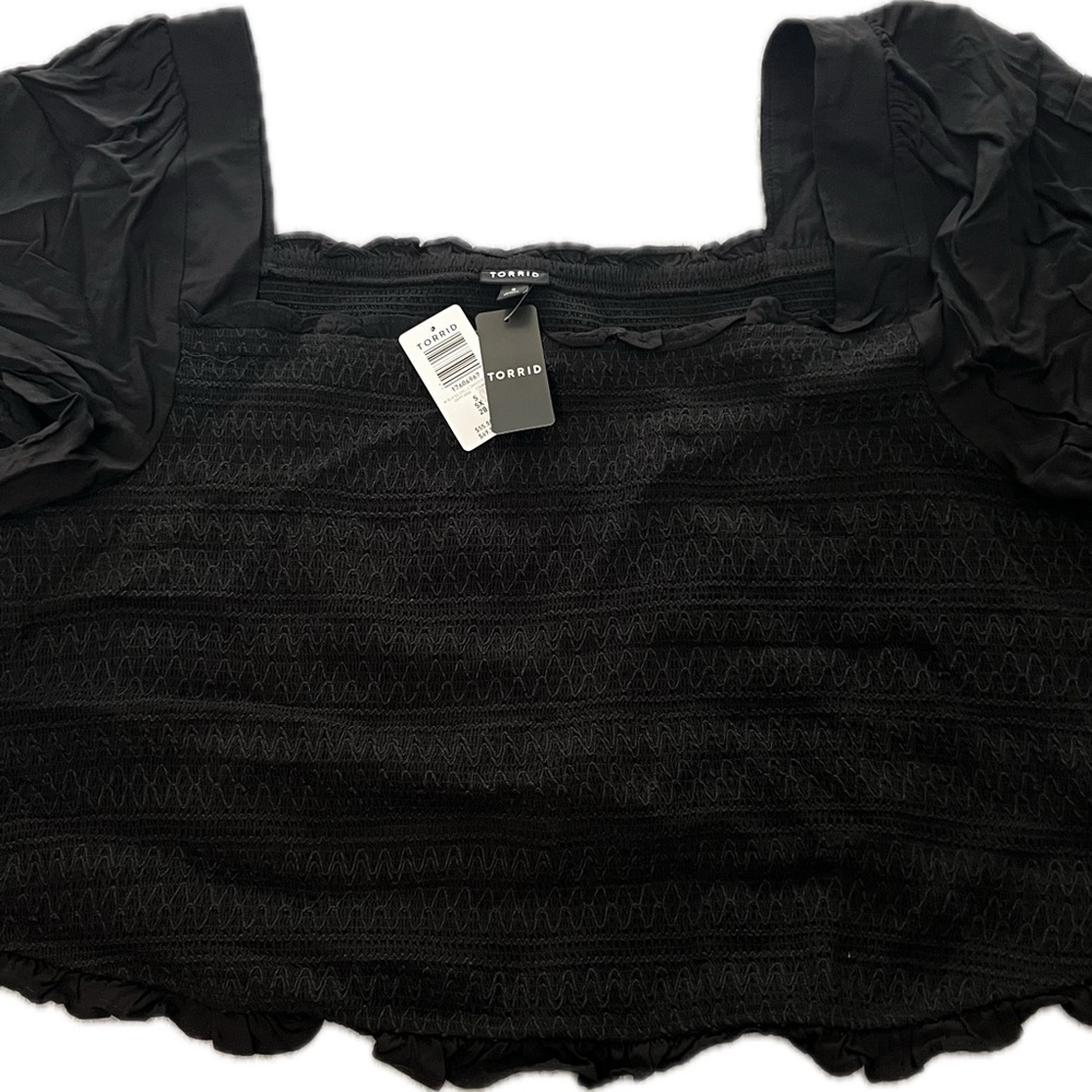 Torrid Black Ruched Crop Blouse